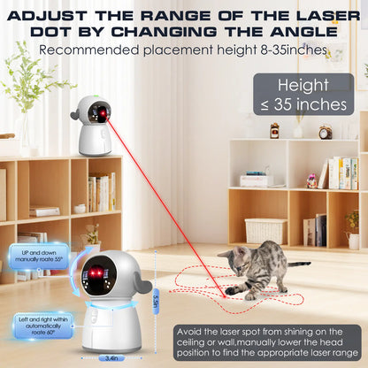 Cat Laser Toy for Indoor Cats and Kittens Interactive Motion Activated Rechargeable Automatic Play Dual Patterns Adjustable Angle Fun Exercise for Multiple Pets