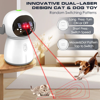 Cat Laser Toy for Indoor Cats and Kittens Interactive Motion Activated Rechargeable Automatic Play Dual Patterns Adjustable Angle Fun Exercise for Multiple Pets